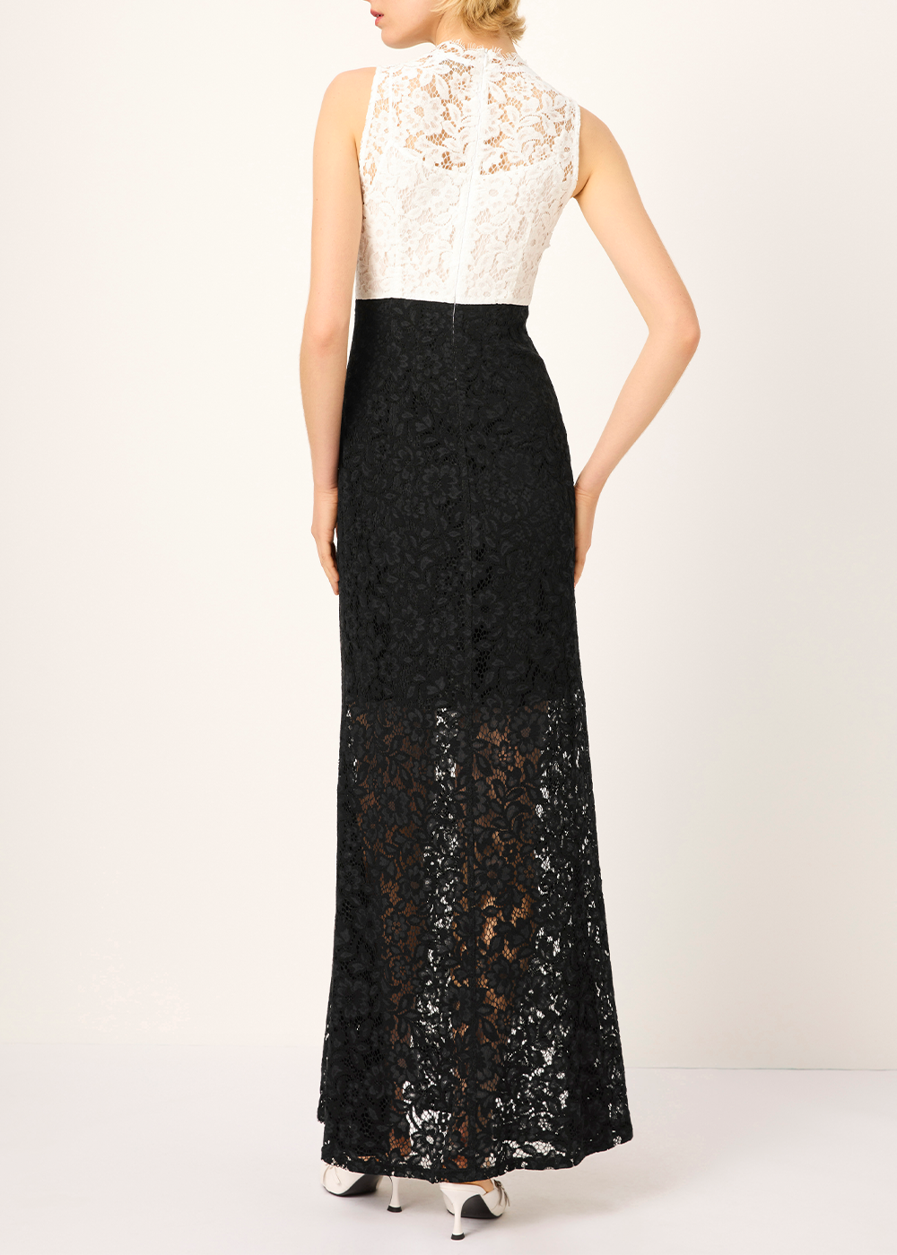 SALAZIA Black-White Colorblock Viscose Blend Maxi Dresses