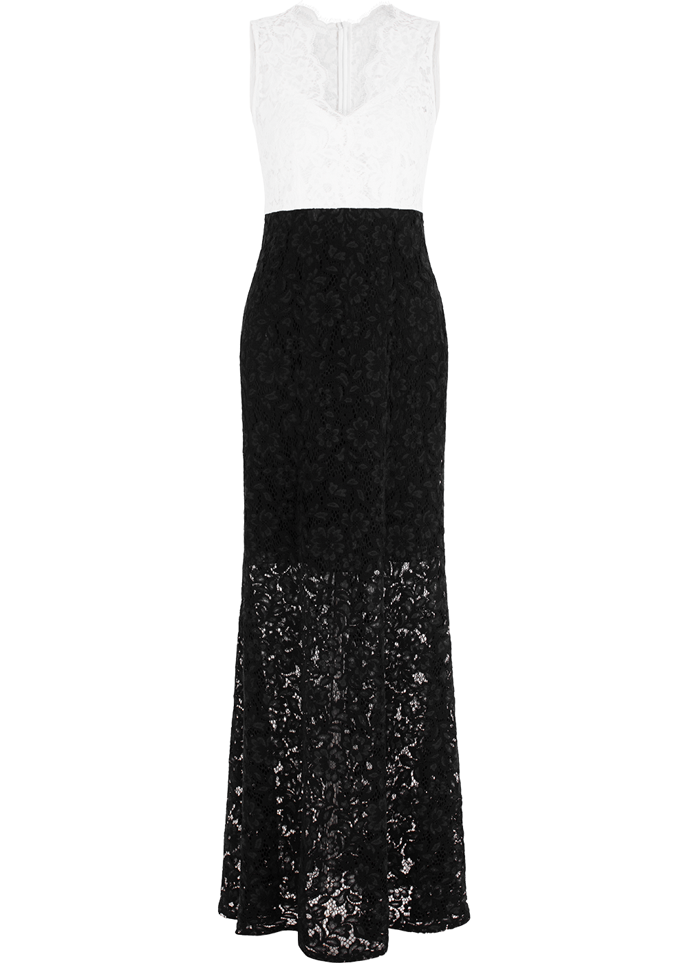 SALAZIA Black-White Colorblock Viscose Blend Maxi Dresses