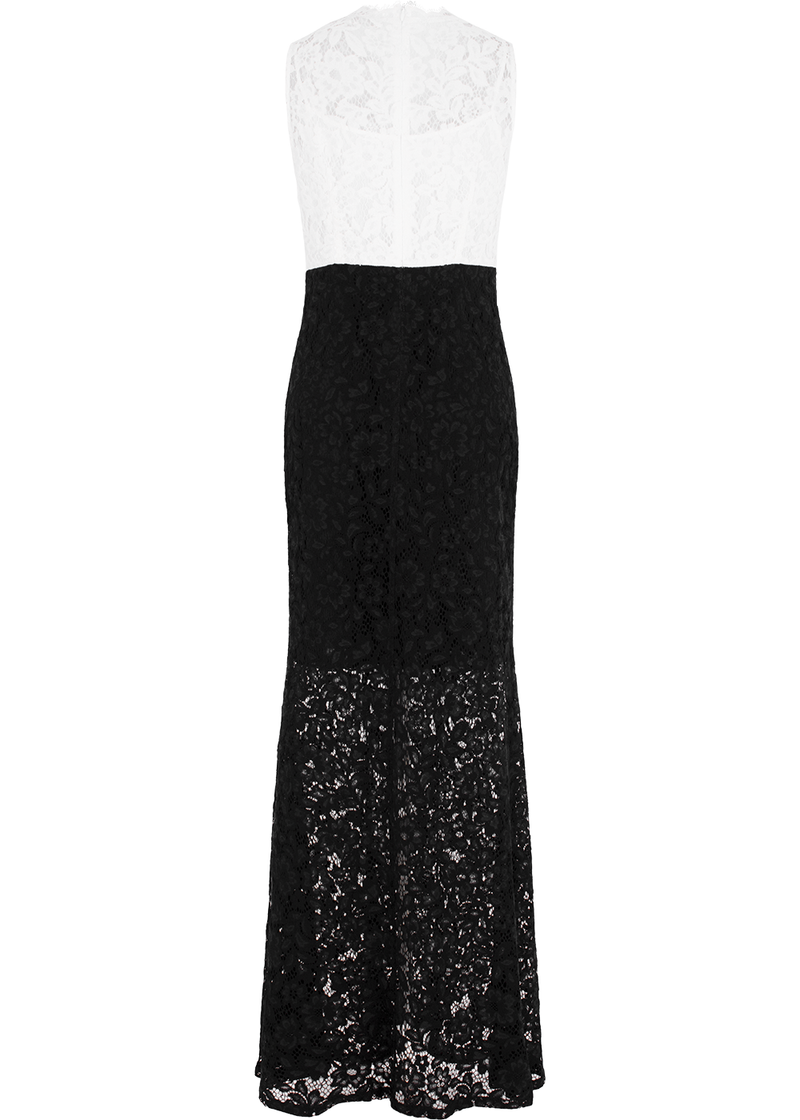 SALAZIA Black-White Colorblock Viscose Blend Maxi Dresses