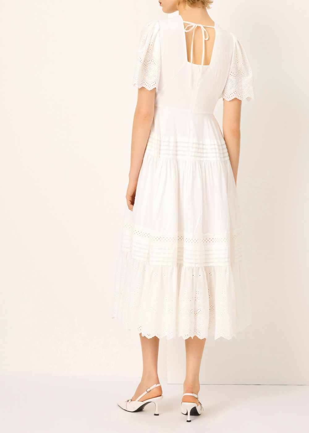 SALAZIA White Cotton Lace Dresses