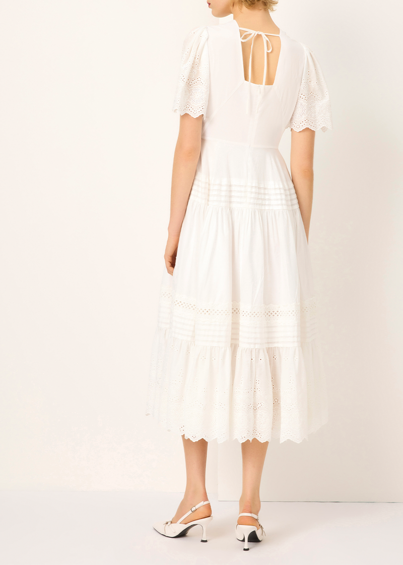 SALAZIA White Cotton Lace Dresses