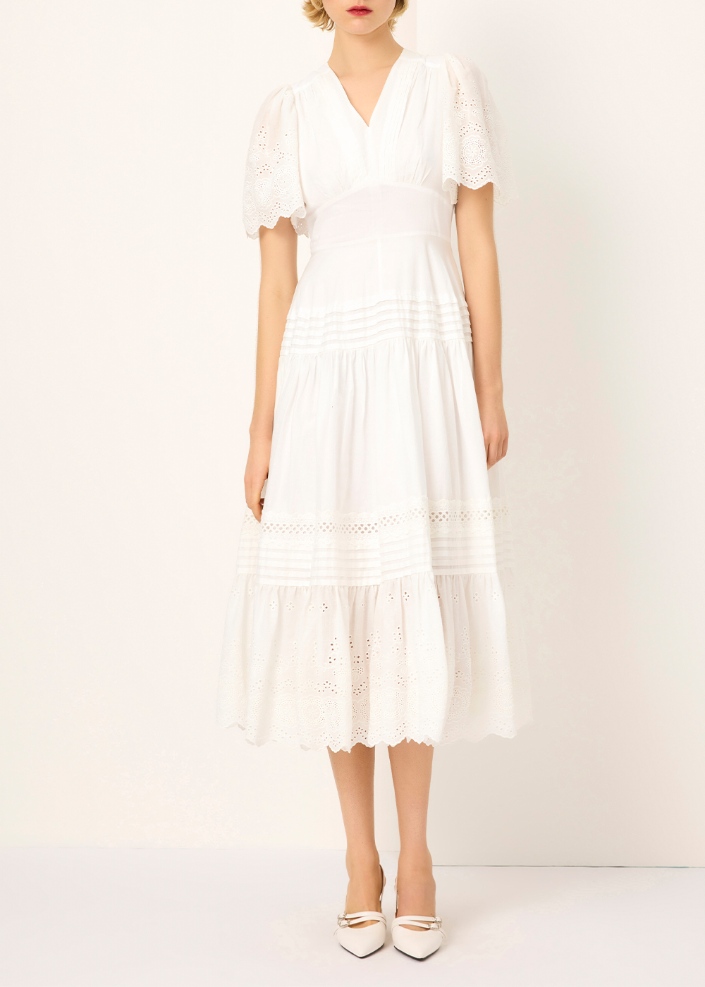 SALAZIA White Cotton Lace Dresses