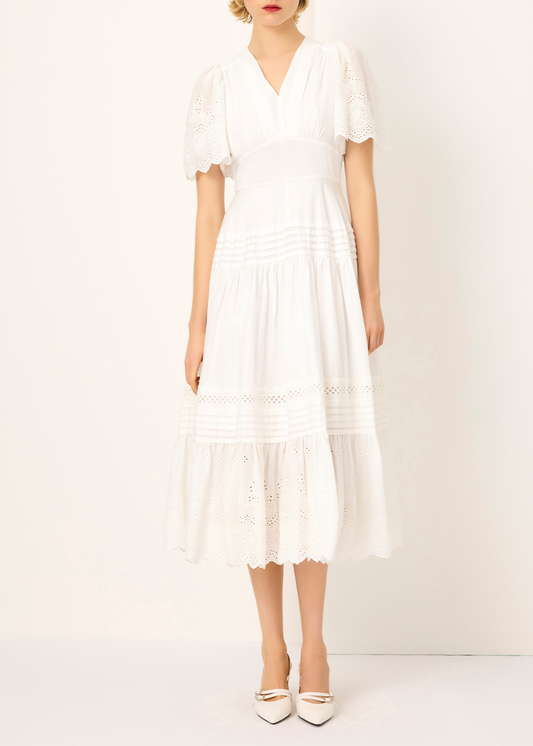 SALAZIA White Cotton Lace Dresses