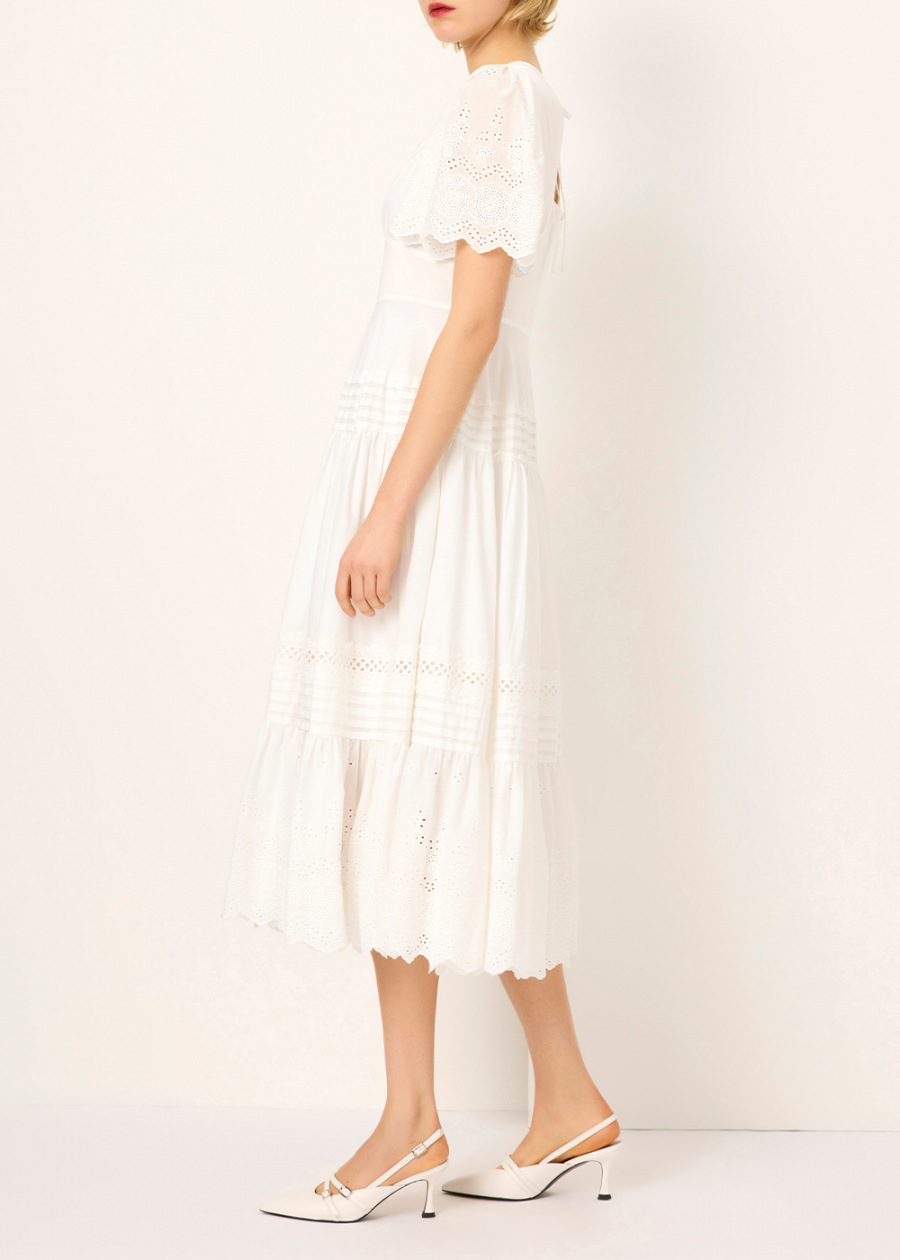 SALAZIA White Cotton Lace Dresses