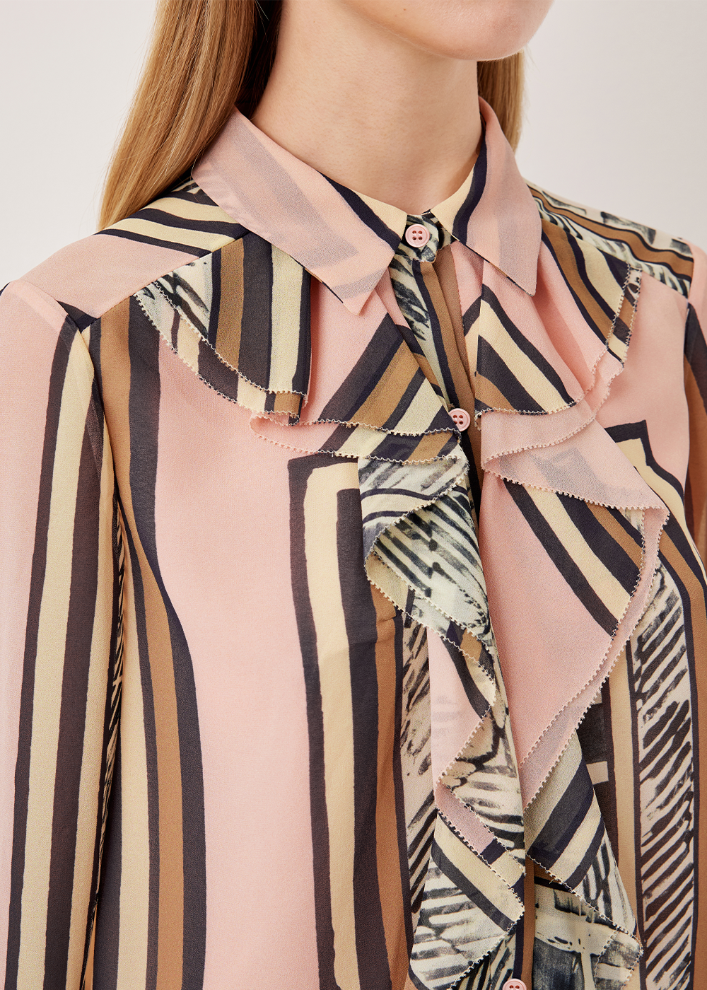 SALAZIA Pink Geometric Art Blouses