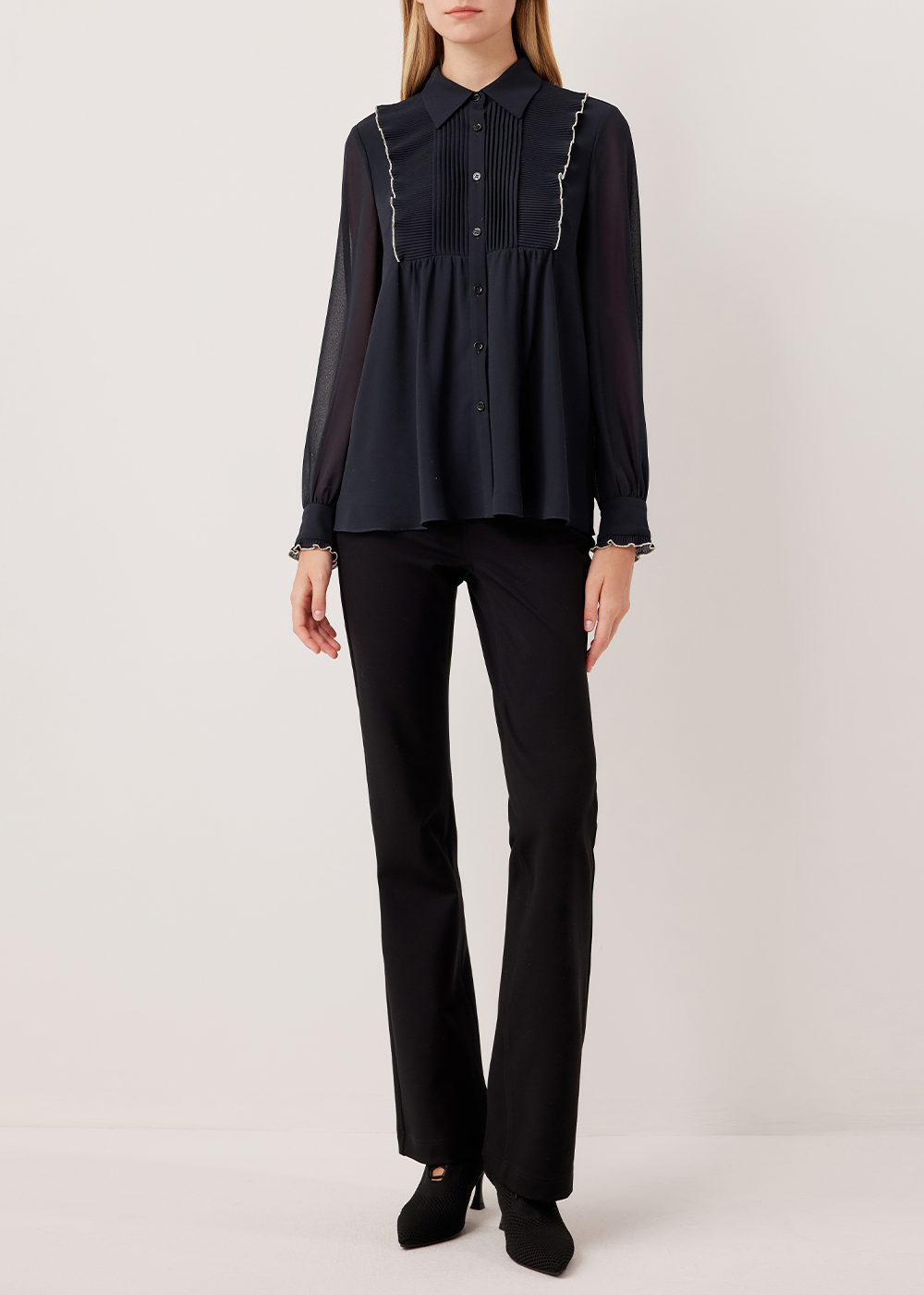 SALAZIA Deep Blue Silk Blouses