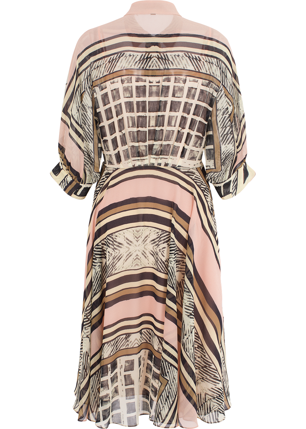 SALAZIA Pink Geometric Art Long-Sleeve Dresses