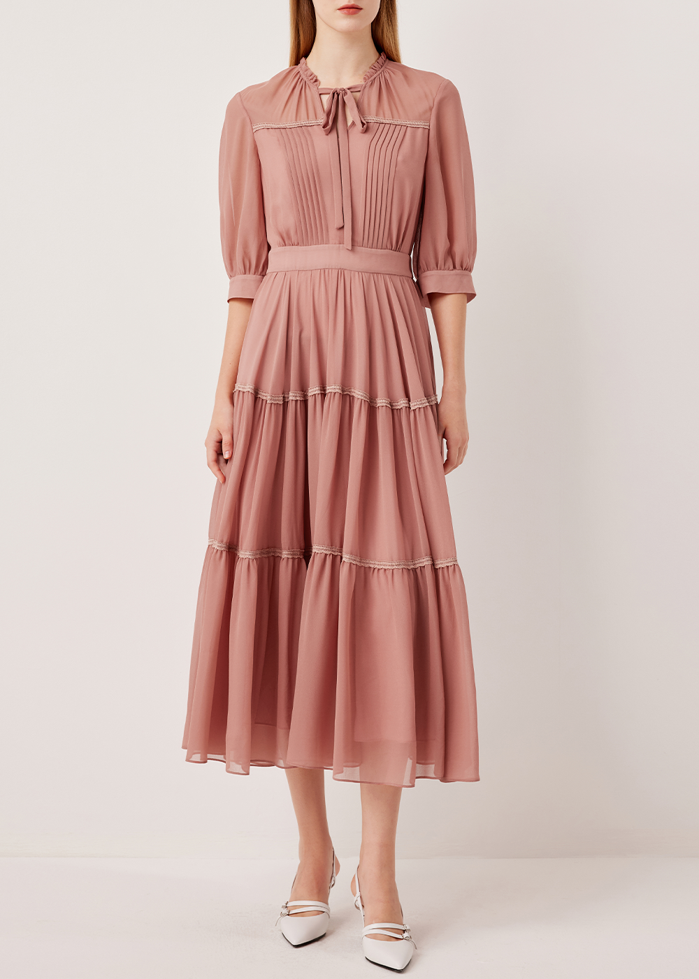SALAZIA Pink Enchanted Garden Long-Sleeve Dresses