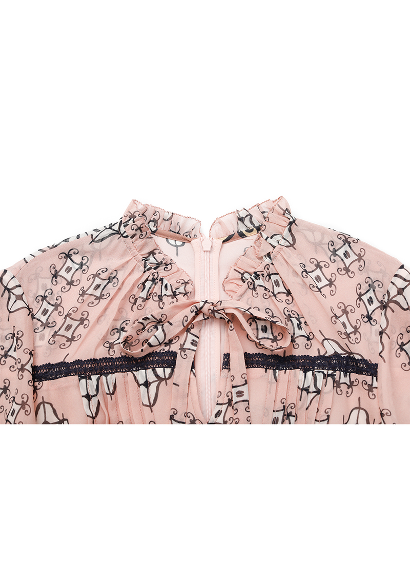 SALAZIA Pink Enchanted Garden Long-Sleeve Dresses