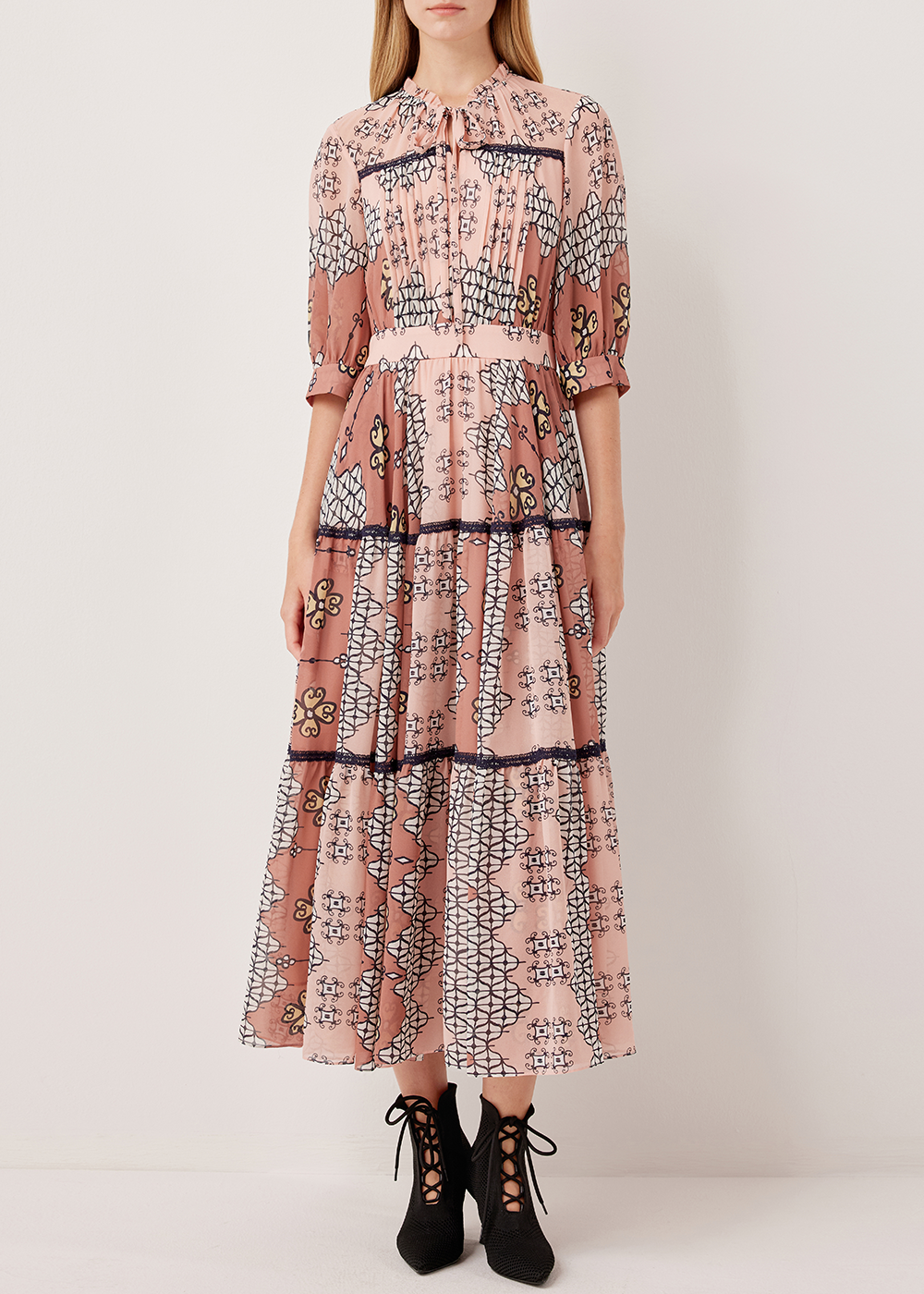 SALAZIA Pink Enchanted Garden Long-Sleeve Dresses