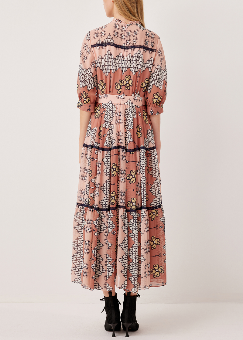 SALAZIA Pink Enchanted Garden Long-Sleeve Dresses