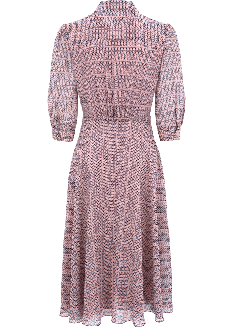 SALAZIA Pink Gingham Lace Long-Sleeve Dresses