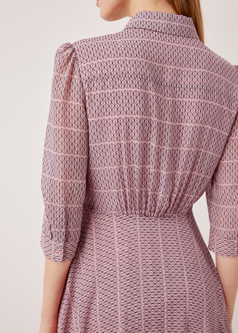 SALAZIA Pink Gingham Lace Long-Sleeve Dresses