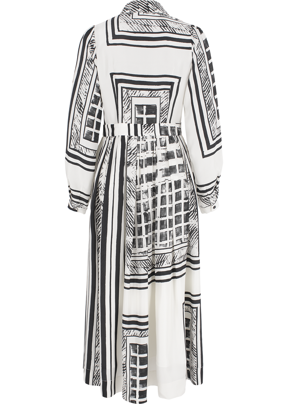 SALAZIA Black-White Light Shadow Silk Dresses