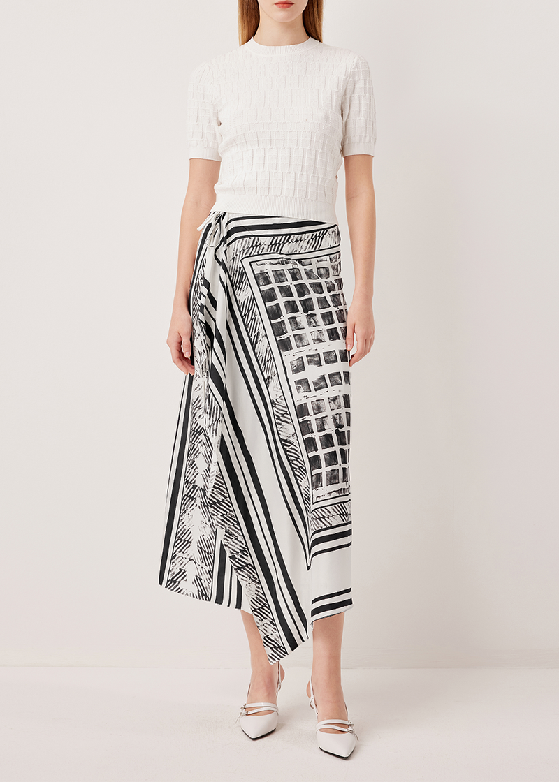 SALAZIA Black-White Light Shadow Silk Skirts