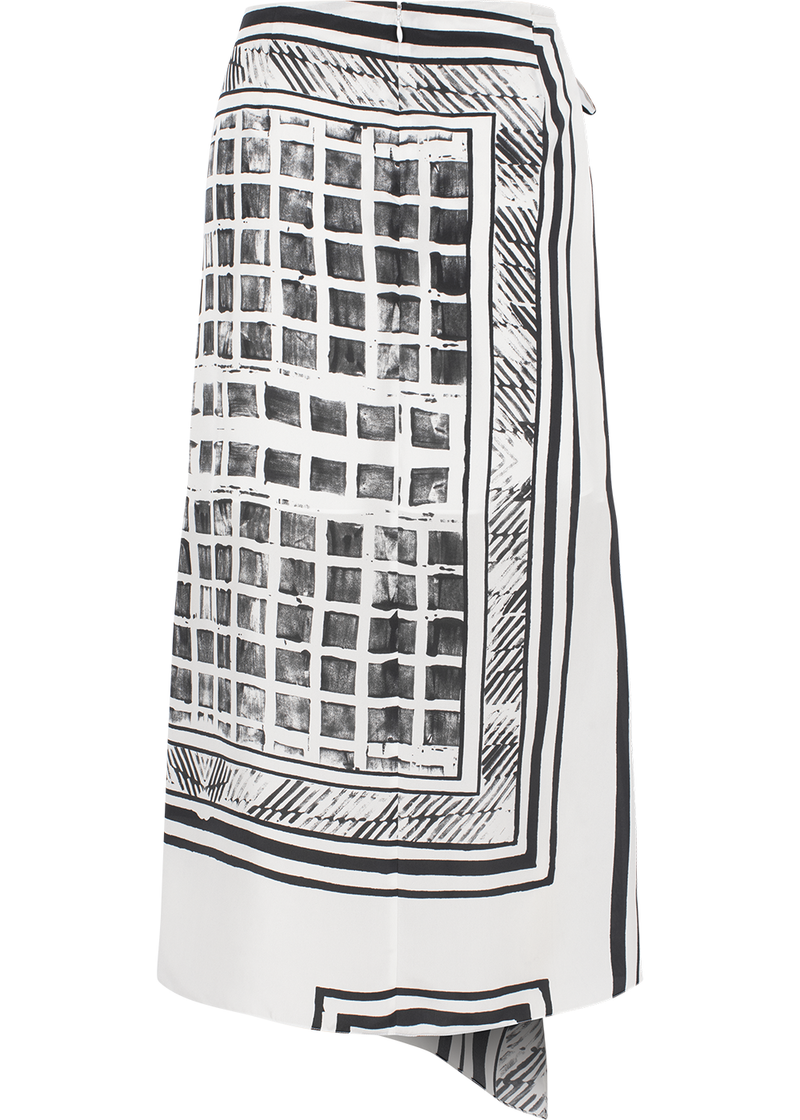 SALAZIA Black-White Light Shadow Silk Skirts