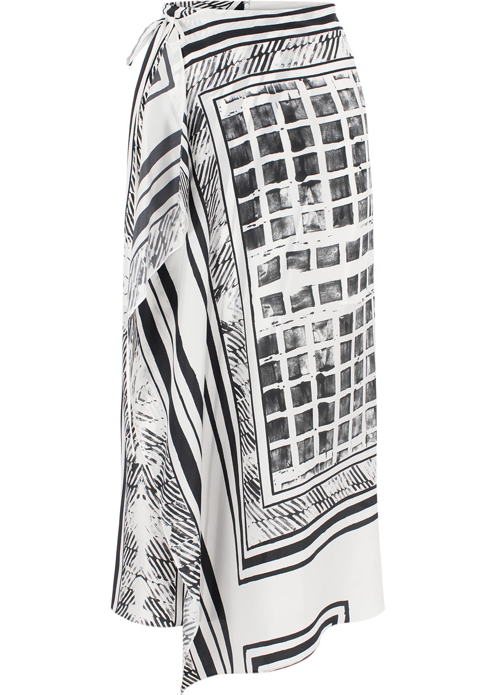 SALAZIA Black-White Light Shadow Silk Skirts
