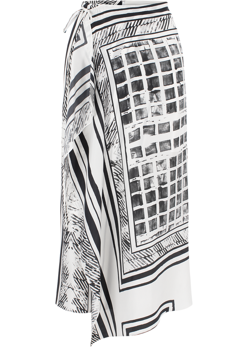 SALAZIA Black-White Light Shadow Silk Skirts
