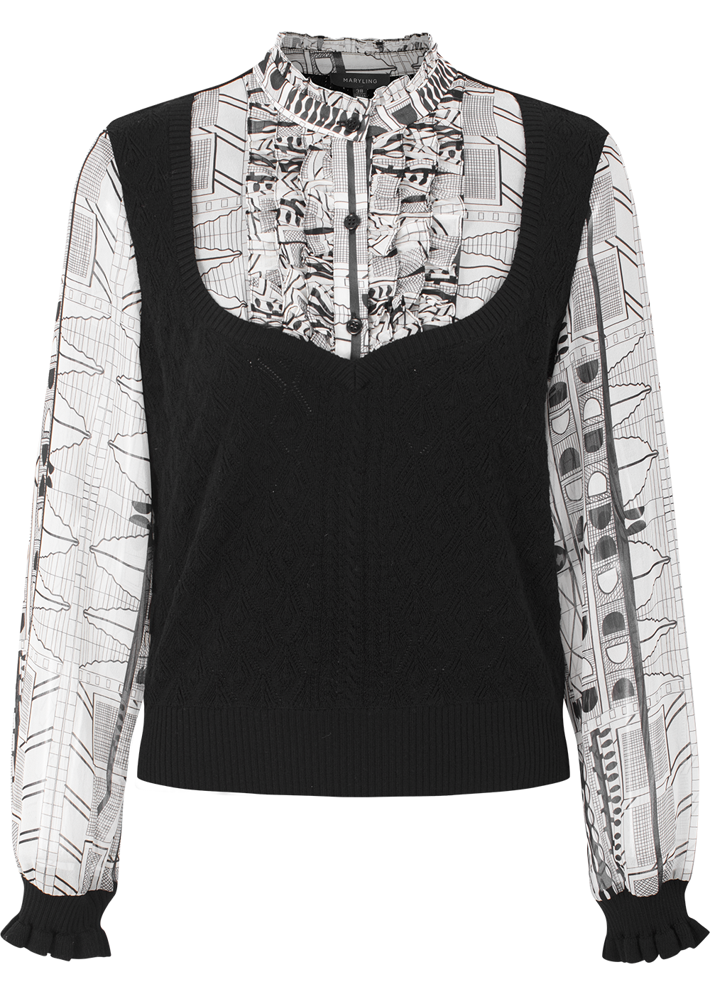 SALAZIA Black-White Stripe Blouses