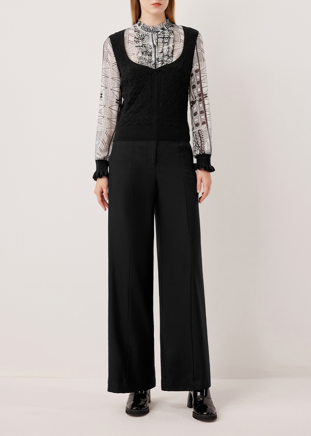 SALAZIA Black-White Stripe Blouses