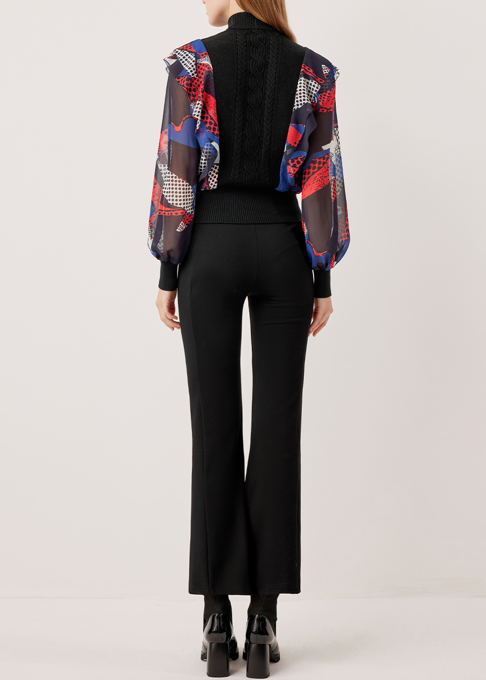 SALAZIA Blue-Red Stained Glass Blouses
