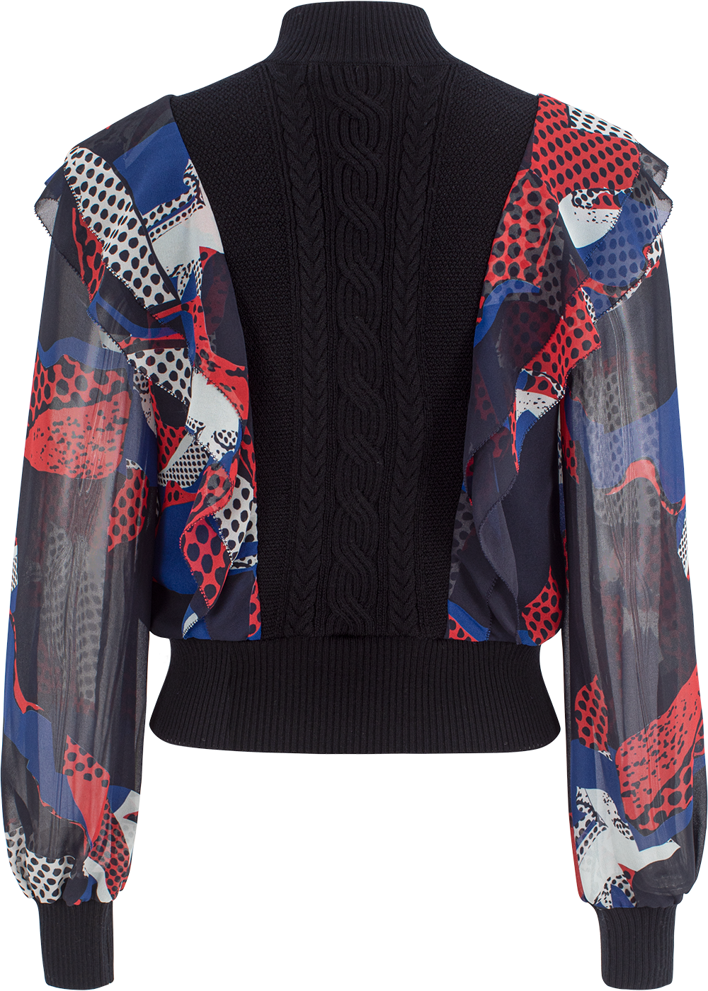 SALAZIA Blue-Red Stained Glass Blouses