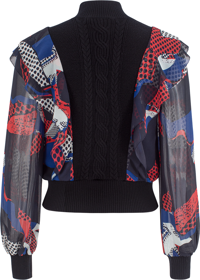 SALAZIA Blue-Red Stained Glass Blouses