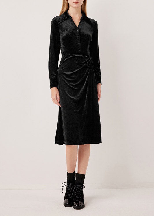 SALAZIA Black Triacetate Blend Long-Sleeve Dresses