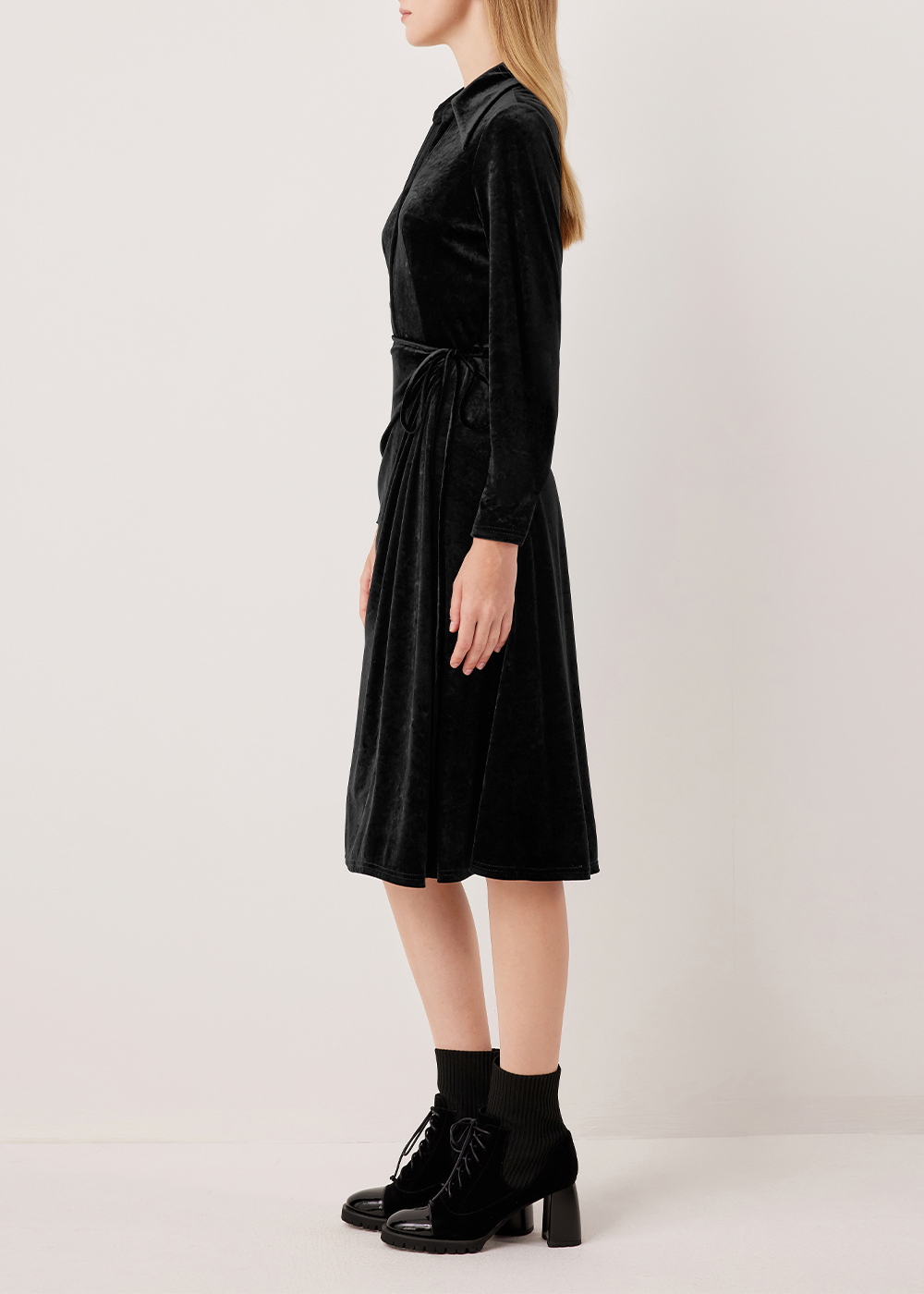 SALAZIA Black Triacetate Blend Long-Sleeve Dresses