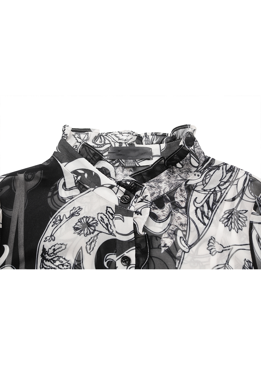 SALAZIA Black-White Ironwork Paisley Long-Sleeve Dresses
