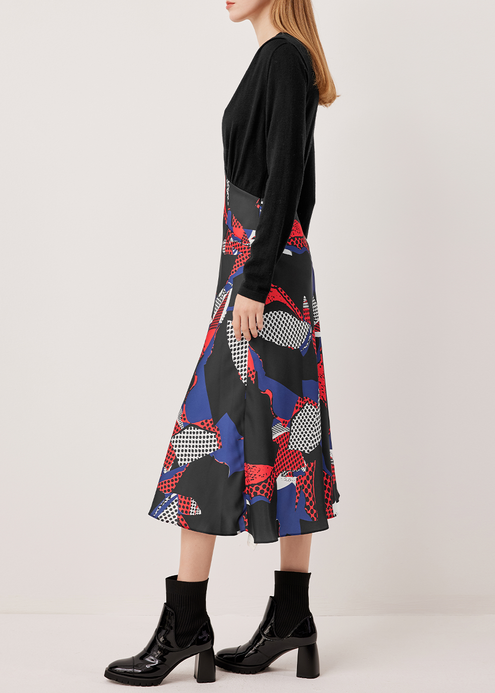 SALAZIA Blue-Red Stained Glass Fit-and-Flare Dresses