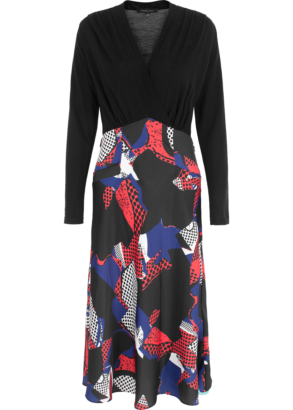 SALAZIA Blue-Red Stained Glass Fit-and-Flare Dresses