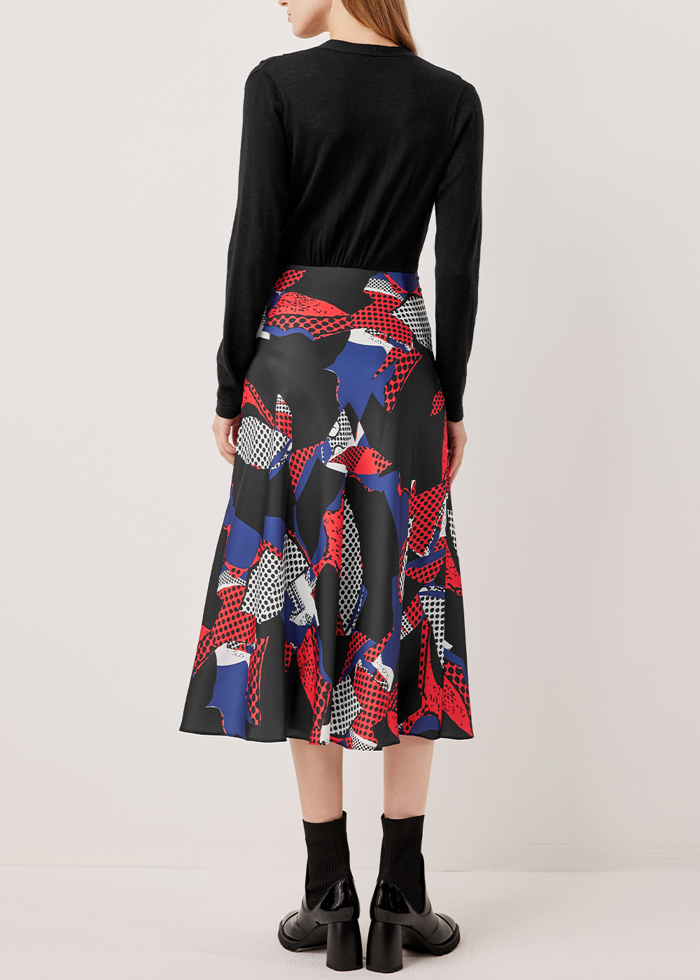 SALAZIA Blue-Red Stained Glass Fit-and-Flare Dresses