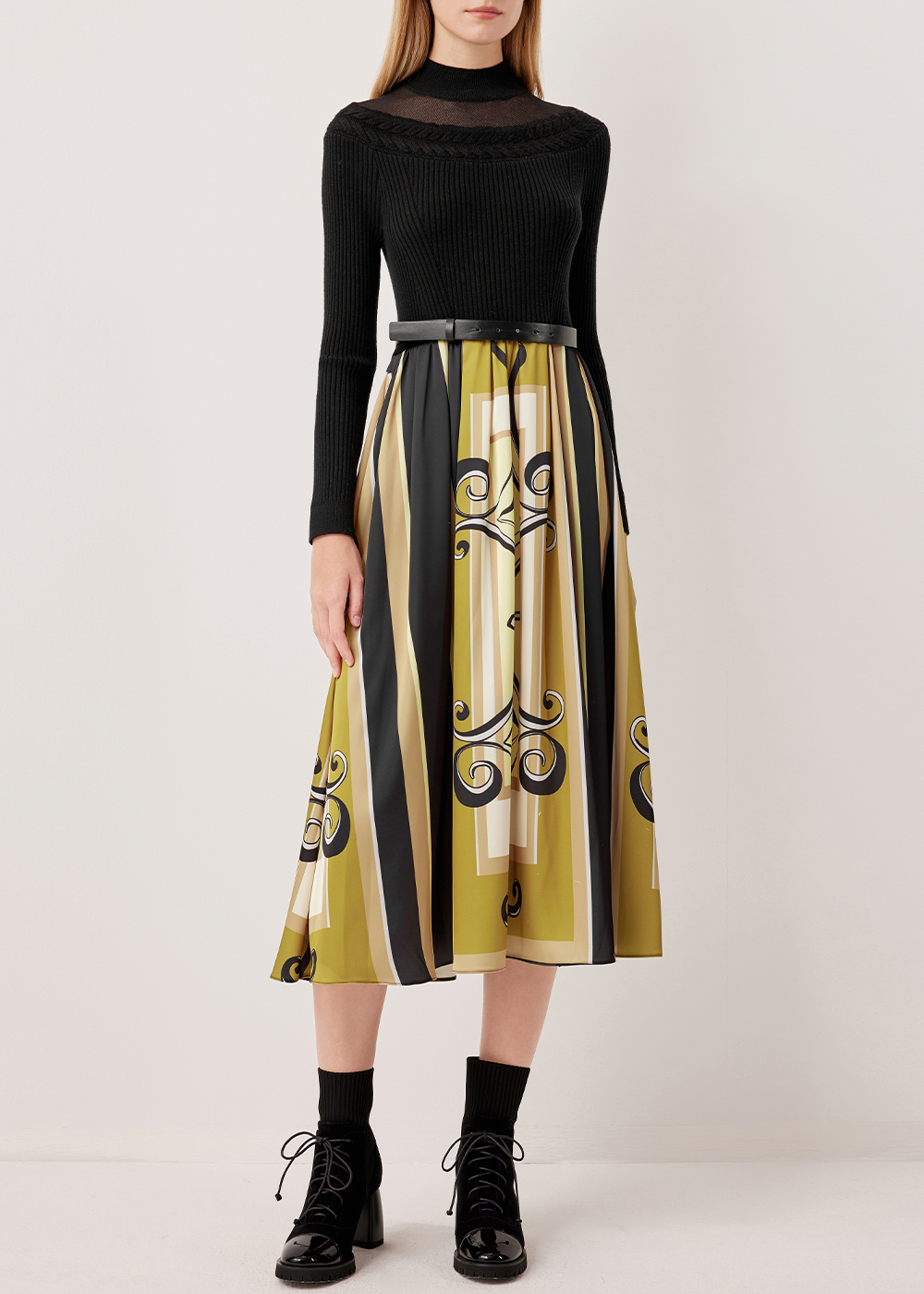 SALAZIA Black-Yellow Artisan Ironwork Dresses