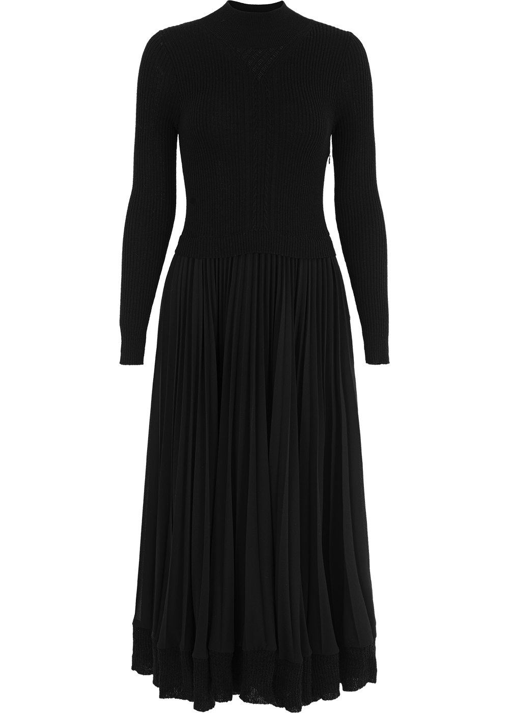 SALAZIA Black Wool Blend Long-Sleeve Dresses