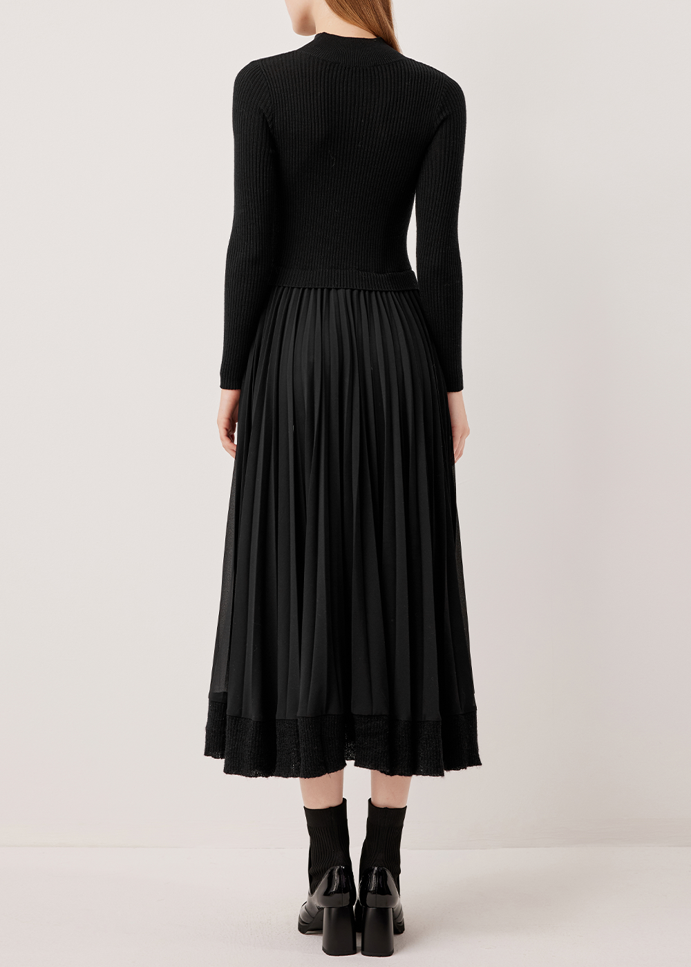 SALAZIA Black Wool Blend Long-Sleeve Dresses