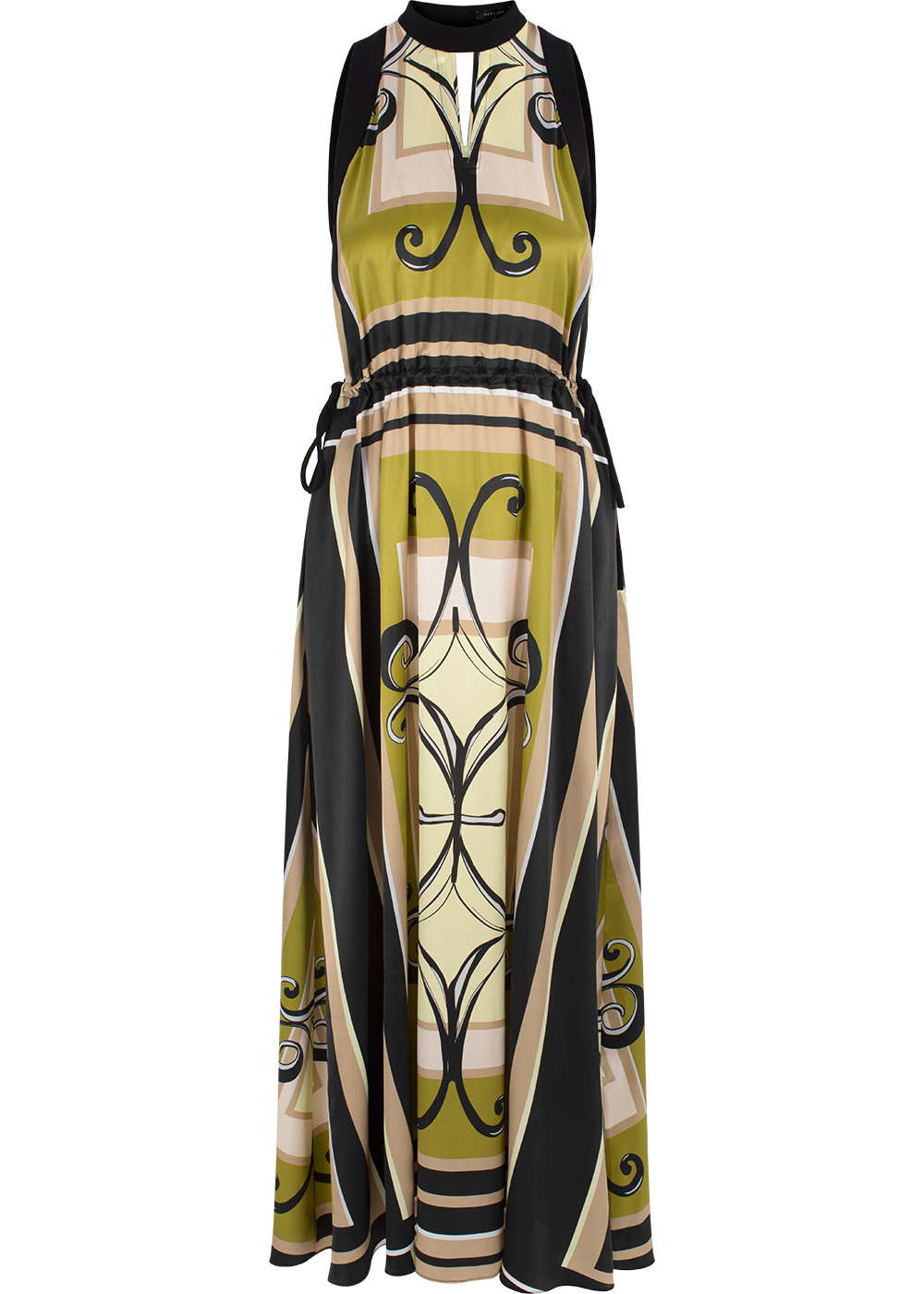 SALAZIA Black-Yellow Artisan Ironwork Maxi Dresses