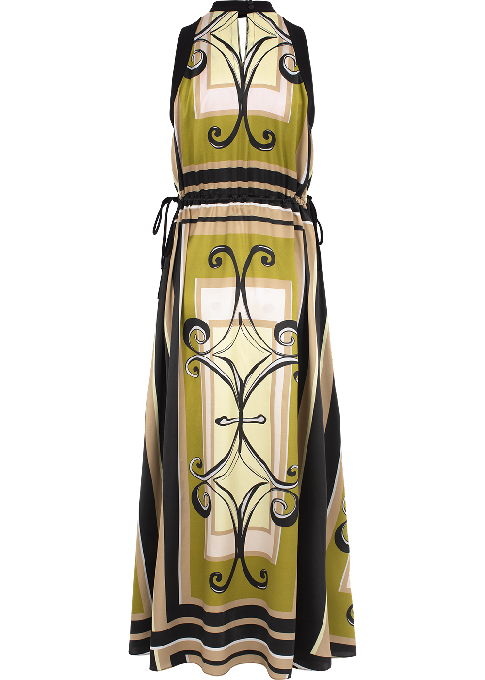 SALAZIA Black-Yellow Artisan Ironwork Maxi Dresses