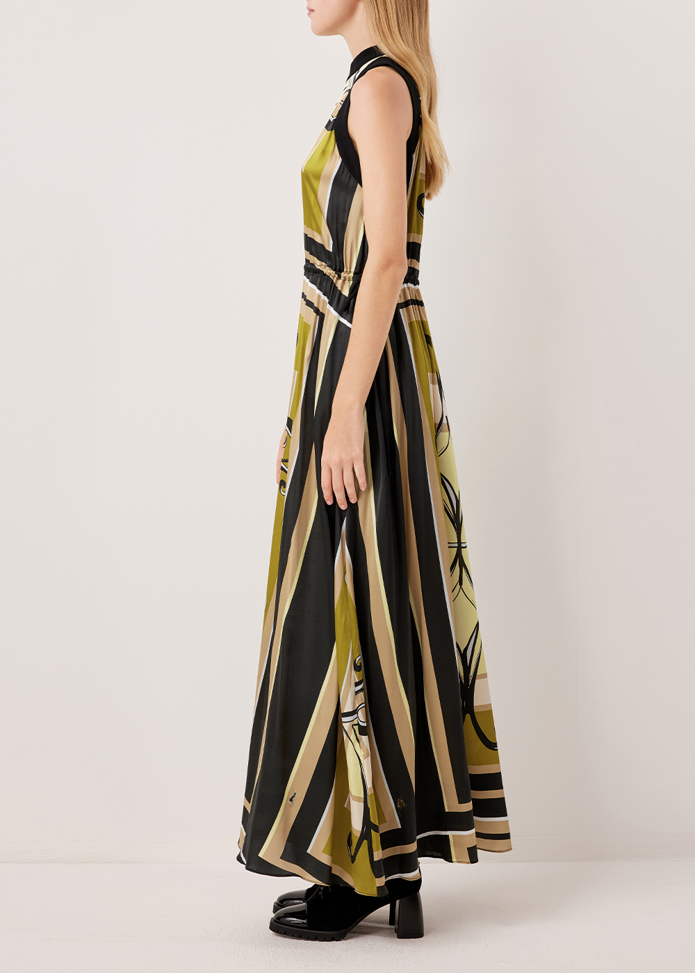 SALAZIA Black-Yellow Artisan Ironwork Maxi Dresses