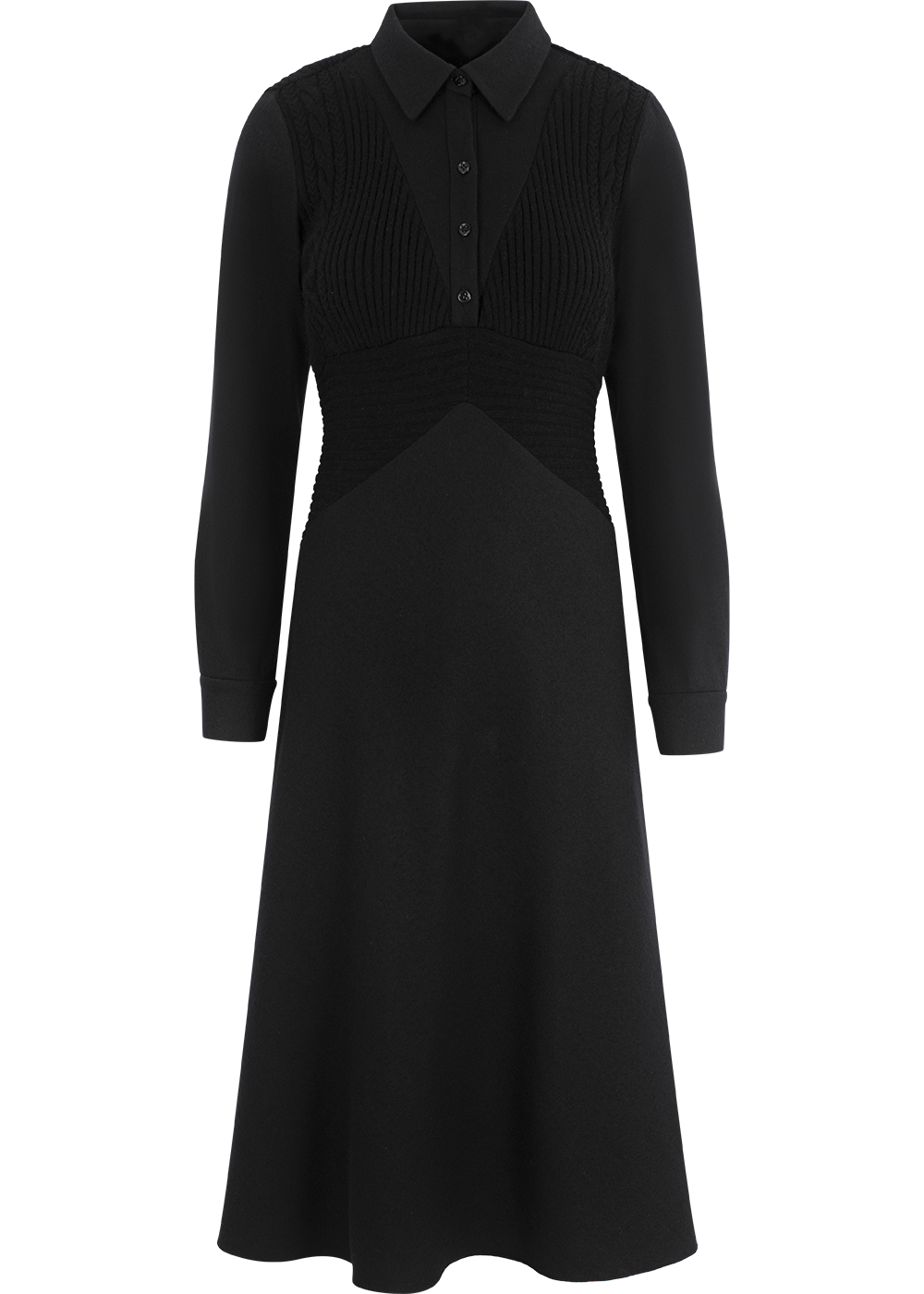 SALAZIA Black Wool Blend Fit-and-Flare Dresses