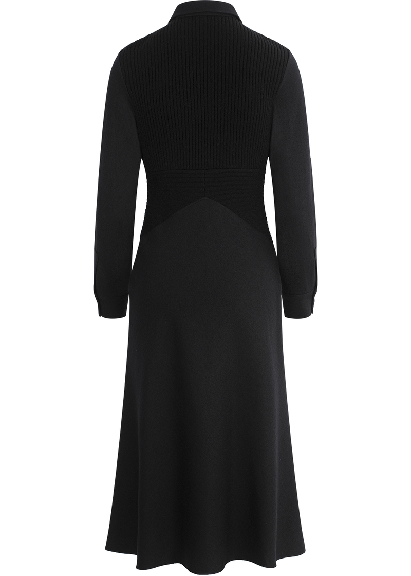 SALAZIA Black Wool Blend Fit-and-Flare Dresses