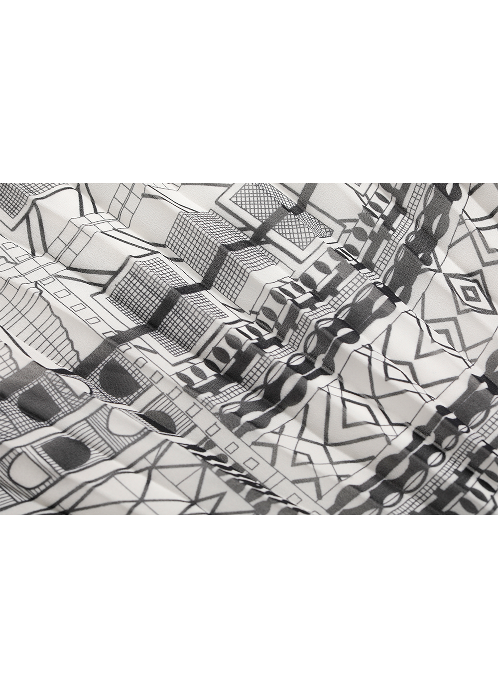 SALAZIA Black-White Line Art Wool Blend Dresses