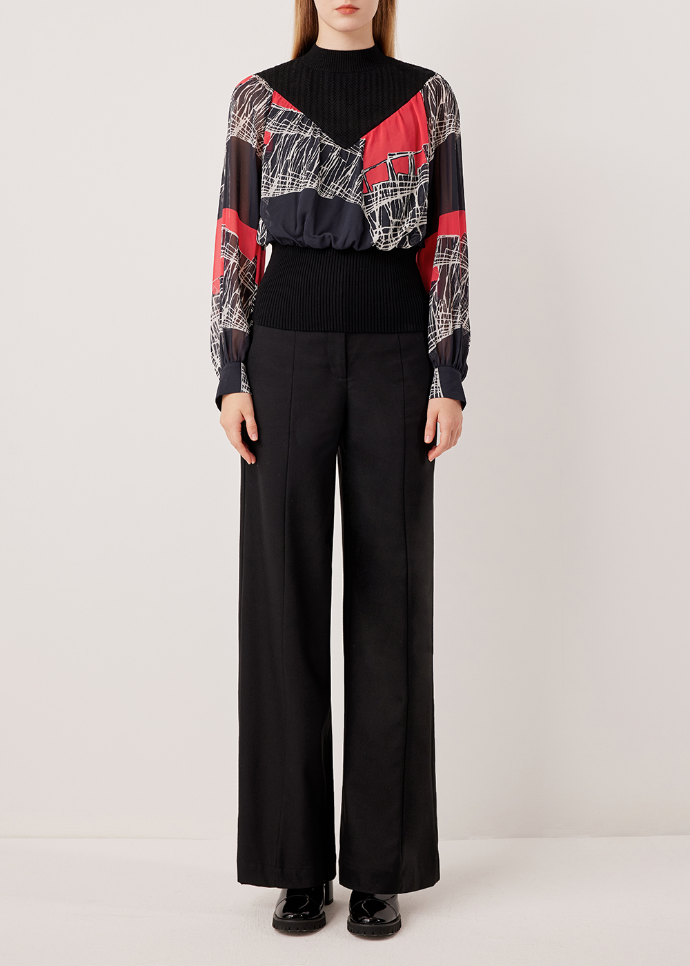 SALAZIA Red-Black Lace Blouses