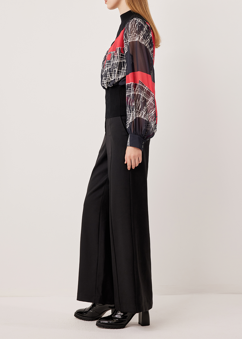 SALAZIA Red-Black Lace Blouses