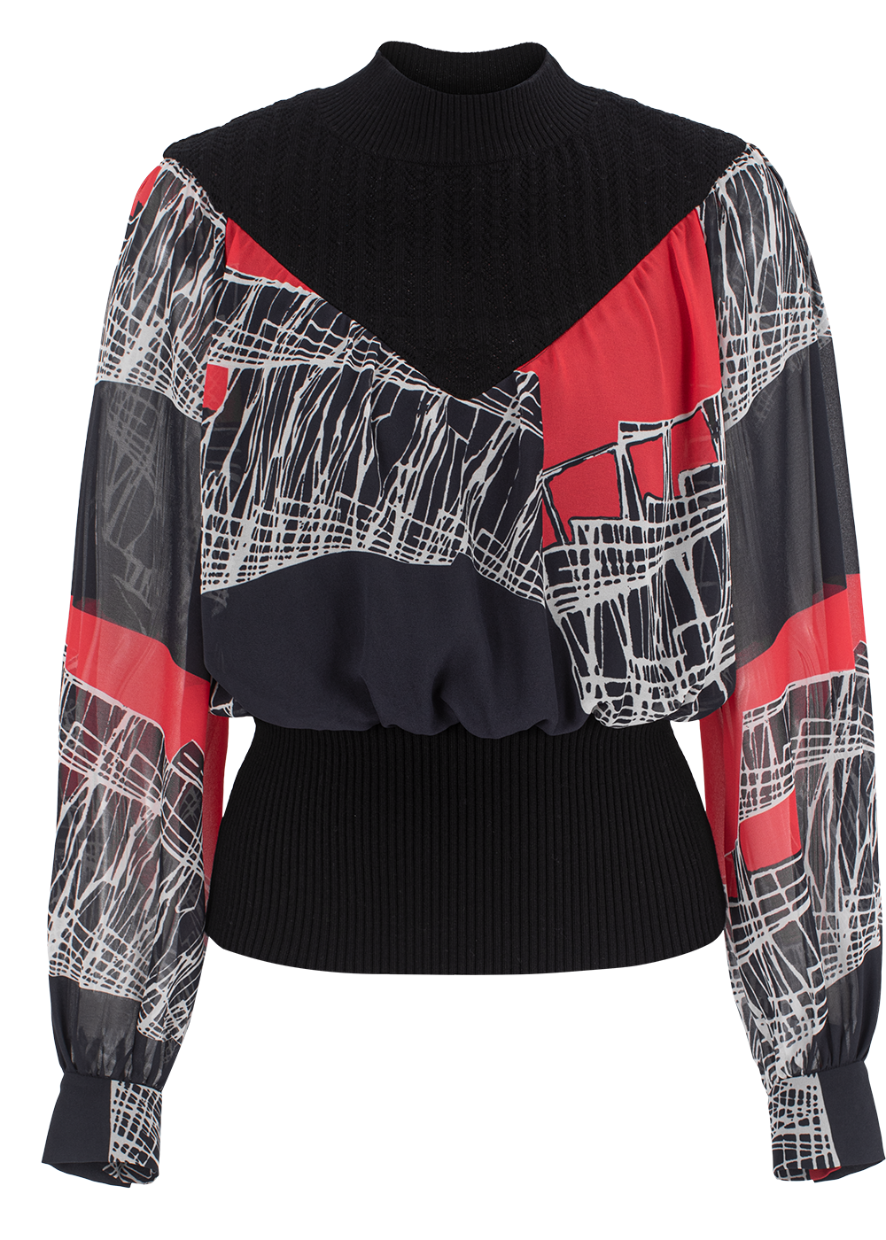SALAZIA Red-Black Lace Blouses