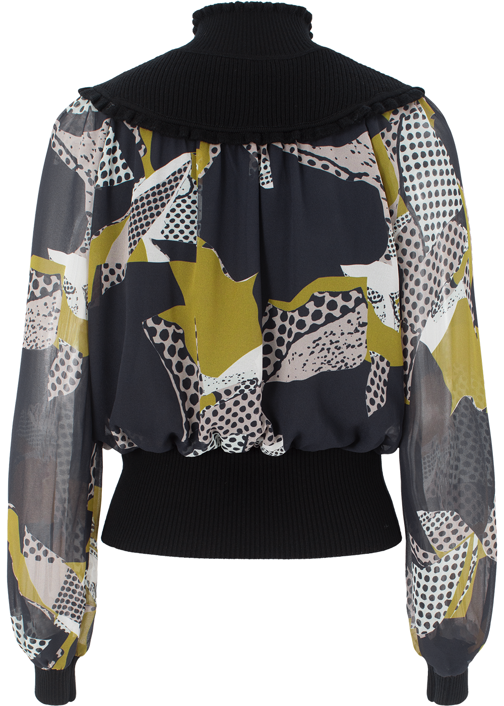 SALAZIA Black White Abstract Blouses