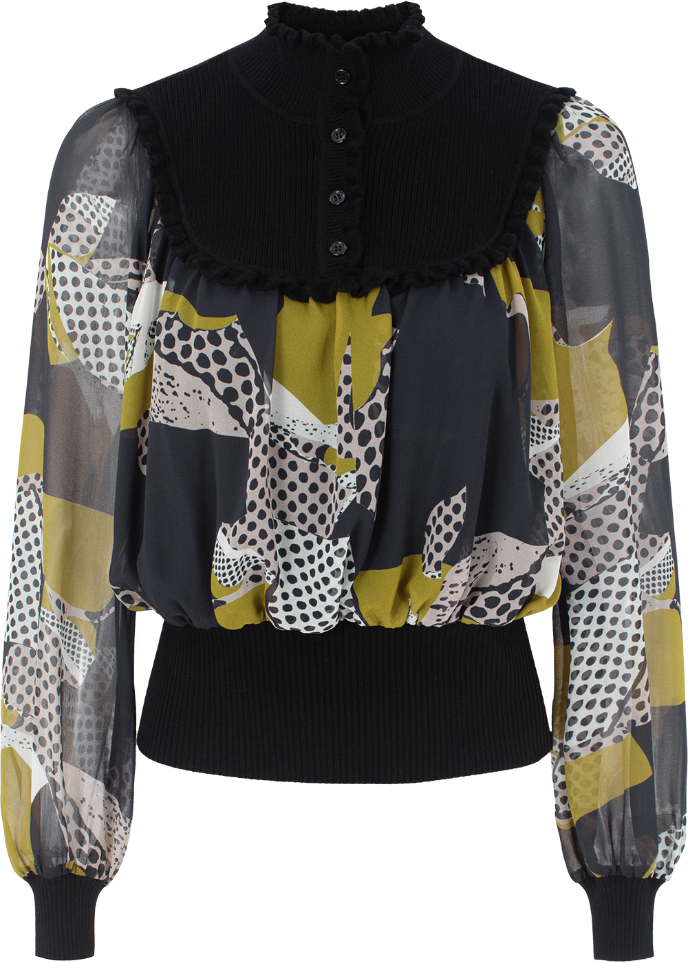 SALAZIA Black White Abstract Blouses