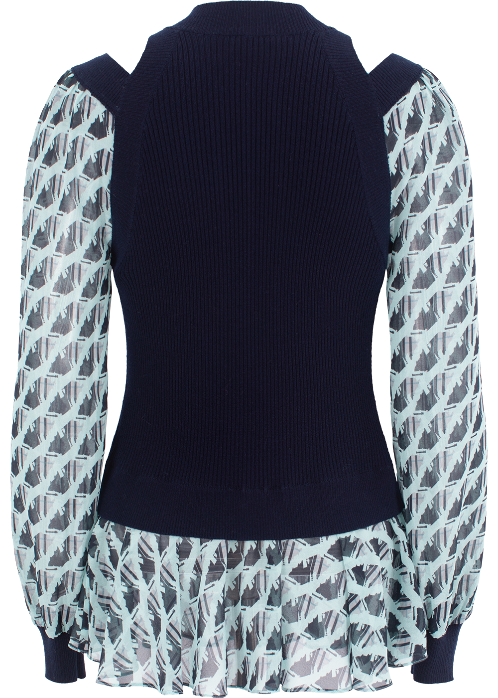 SALAZIA Blue-Black Houndstooth Blouses