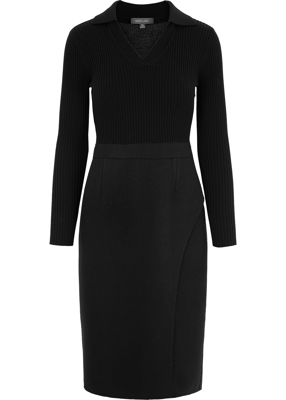SALAZIA Wool Blend Fitted Long-Sleeve Dresses