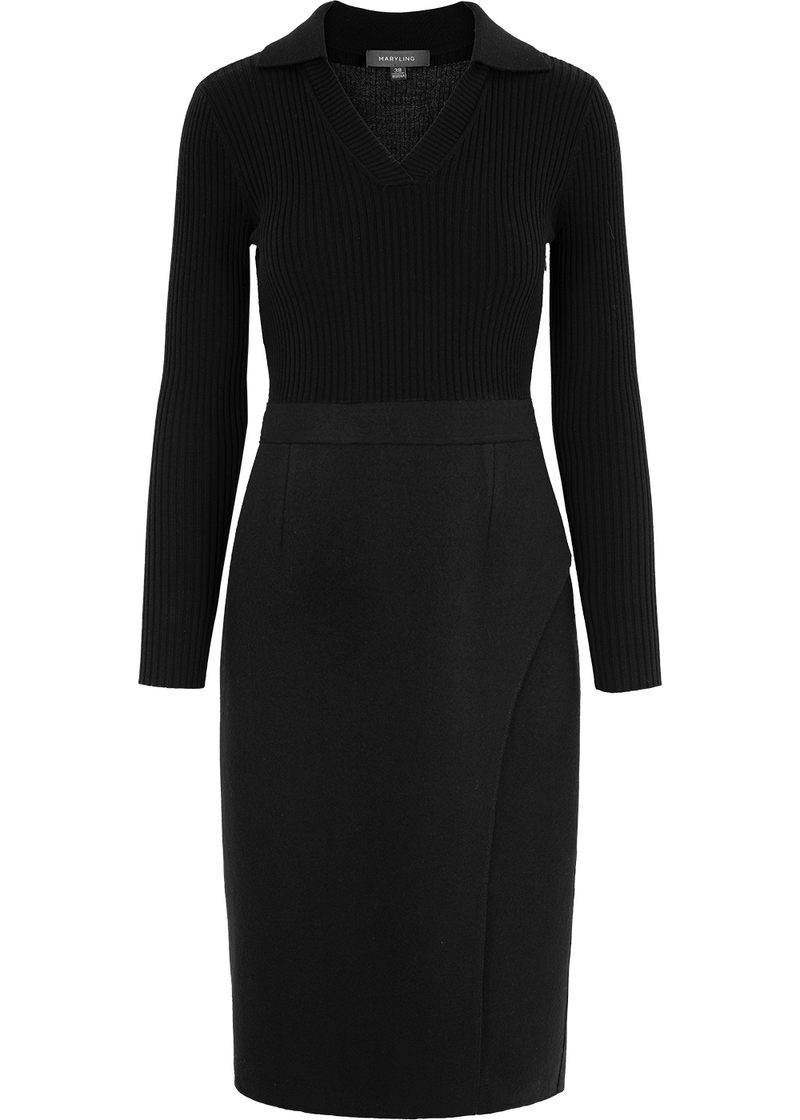SALAZIA Wool Blend Fitted Long-Sleeve Dresses